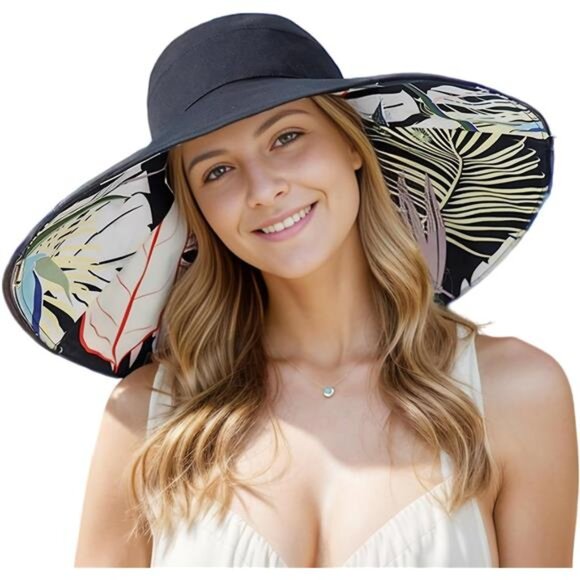 Accessories - Women's Wide Brim Sun Hats UV Protection - Reversible Bucket Hat Foldable Beach